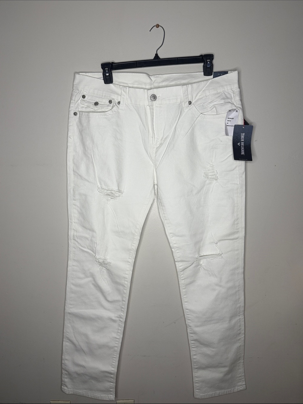 True Religion White Slim Distressed Men’s Jeans